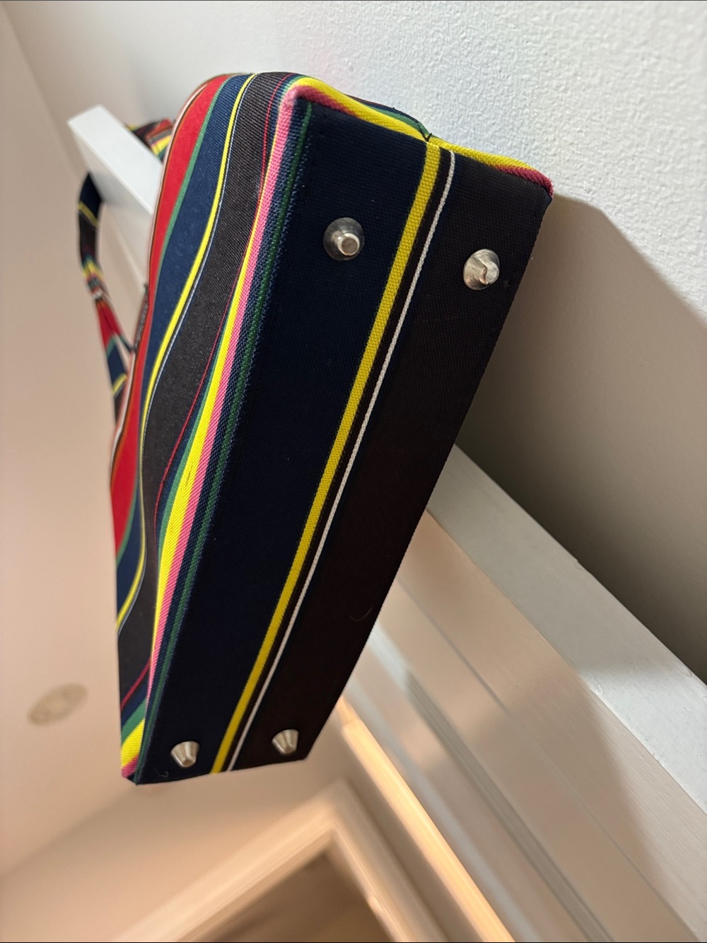 kate spade Red, Navy & Green Striped Canvas Tote - Picture 2 of 4